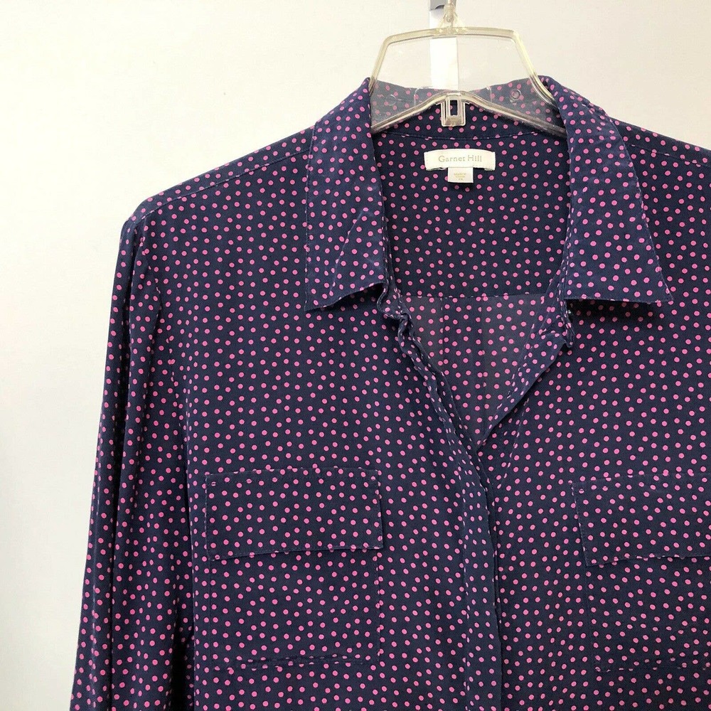 Garnet Hill Silk Polka Dot Blouse Top